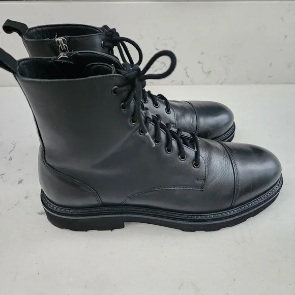 Walk London | Shoes | Walk London Max Black Leather Combat  display picture 1